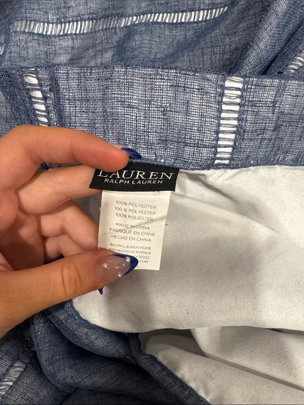 Ralph Lauren Black Label Blue Eyelet Lightweight Shower Curtain